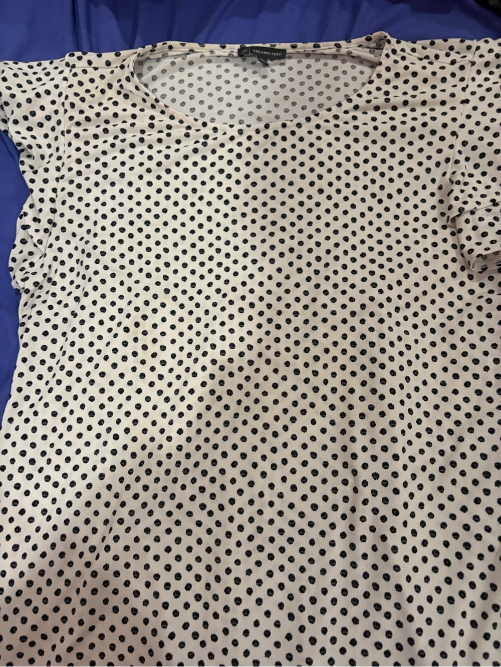Adrianna Papell Cream Blouse with Black Polka Dots